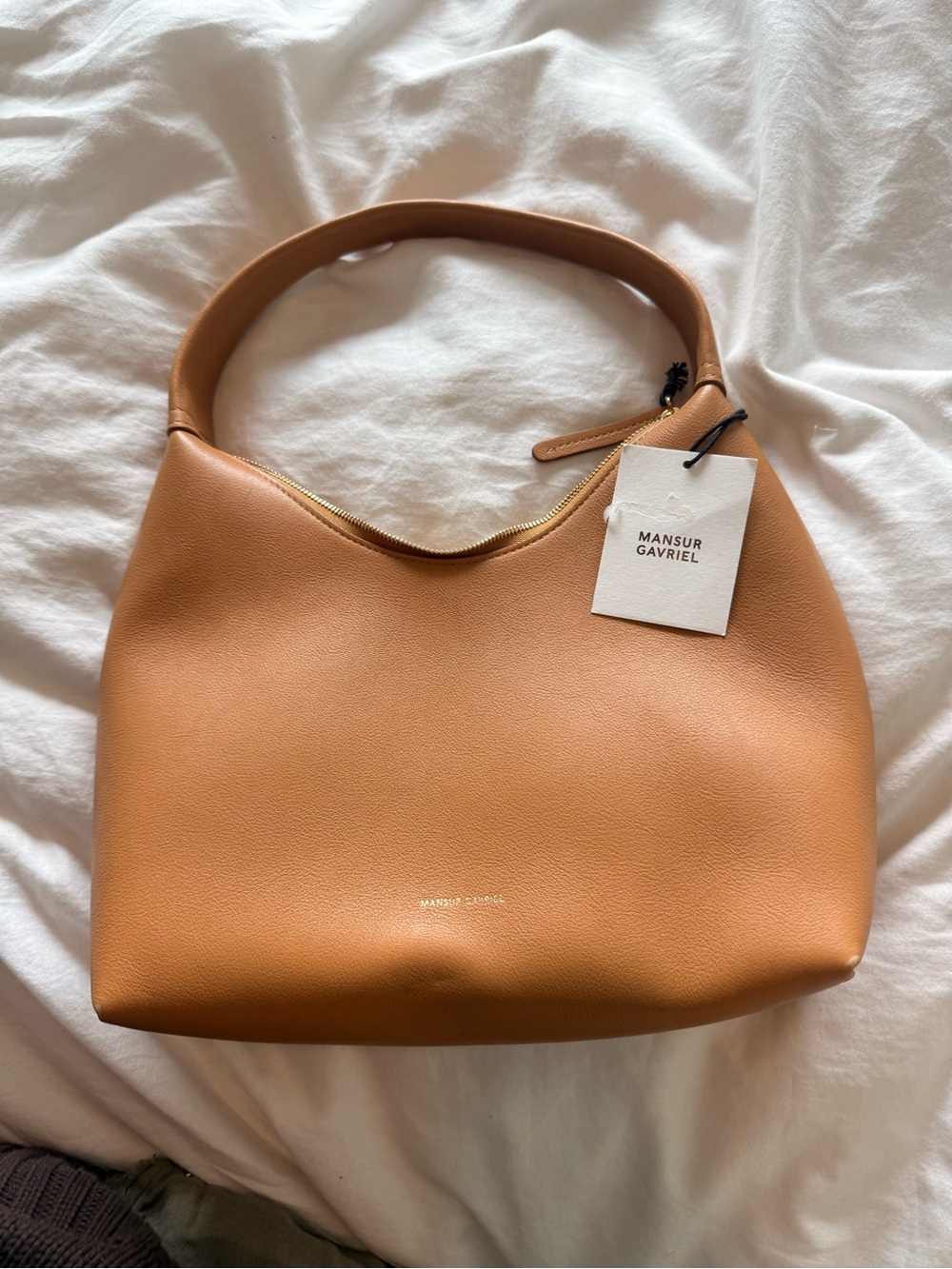 Mansur Gavriel Cognac Tan Leather Shoulder Hobo